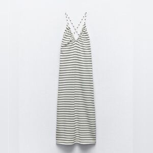 Zara Size Large Striped Strappy Backless Dress